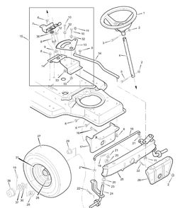 Steering Diagram and Parts List for 38717X53A-(MT432T)  Briggs and Stratton Lawn Tractor